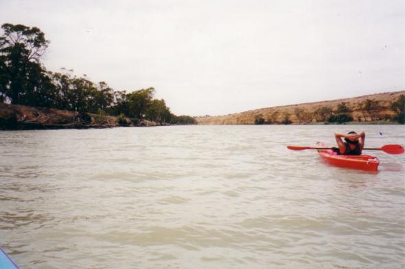 Photo, attempting to capture the moment, on our canoe trip.  Kirsty in front, blue bit in the bottom corner is my boat.  