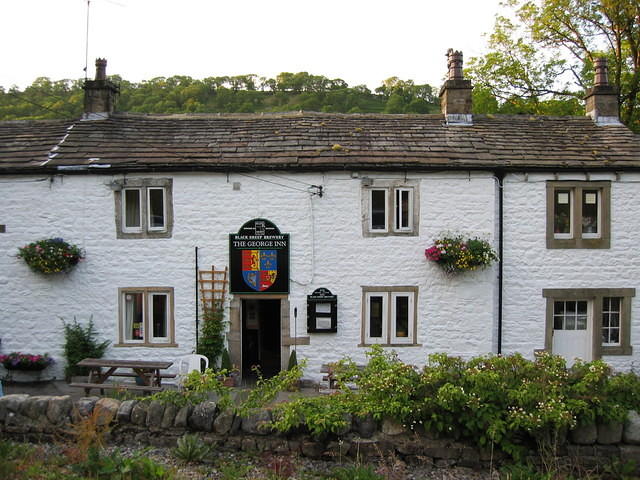 Outside of the George Inn, Hubberholme